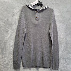 Mizzen + Main Sweater Mens Medium Cassady Hoodie Henley Pullover Button